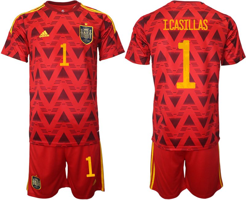 Men 2022 World Cup National Team Spain home red #1 Soccer Jersey